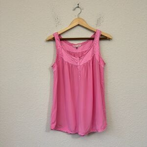 REBECCA TAYLOR Silk Textured-Trim Tank Top in Pink